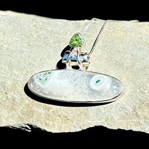 Quartz Stalactite & Peridot Necklace